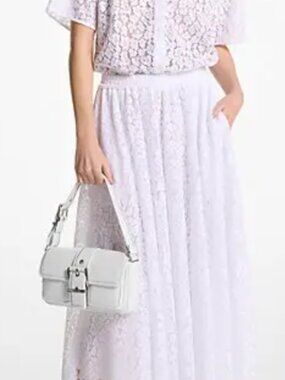 MICHAEL KORS leopard corded lace midi skirt LINED! NEVER WORN Size S
